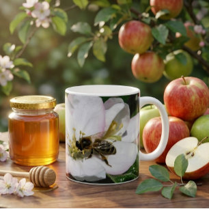 Apple Blossom & Honey Bee Macro Photo   Mug