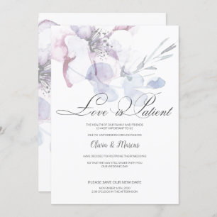 Apple Blossom Love is Patient Wedding Postponement Invitation