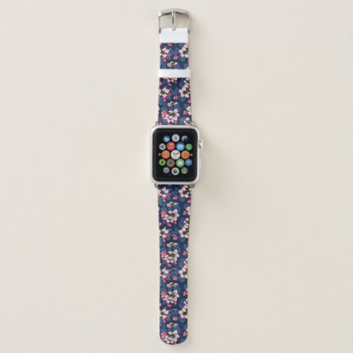 Apple blossom on a dark blue apple watch band