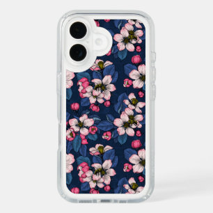Apple blossom on a dark blue iPhone 16 case