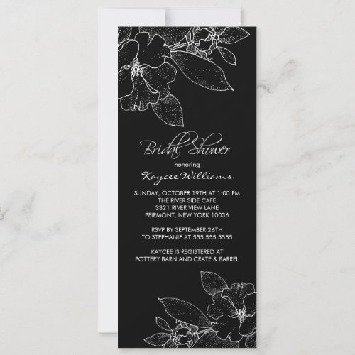 Apple Blossom on Black Bridal Shower Invitation