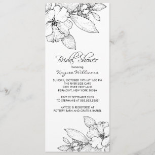 Apple Blossom on Black Bridal Shower Invitation