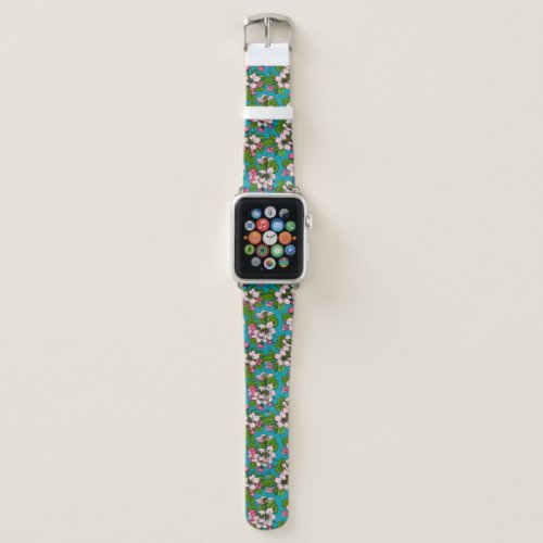 Apple blossom on turquoise apple watch band