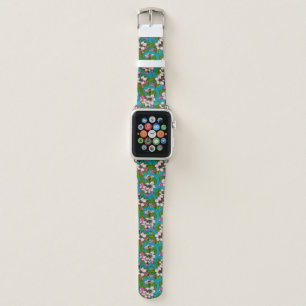 Apple blossom on turquoise watch band
