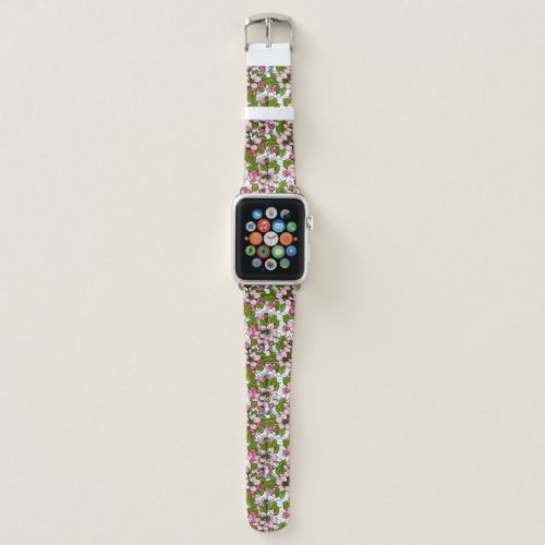 Apple blossom on white apple watch band