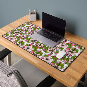 Apple blossom on white desk mat