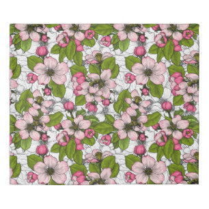 Apple blossom on white duvet cover