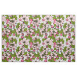Apple blossom on white fabric