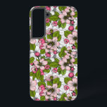 Apple blossom on white samsung galaxy s22  case<br><div class="desc">Hand drawn apple blossoms  and bees on a white background</div>