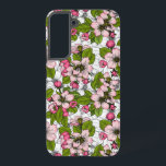 Apple blossom on white samsung galaxy s22  case<br><div class="desc">Hand drawn apple blossoms  and bees on a white background</div>