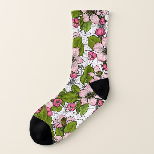 Apple blossom on white socks