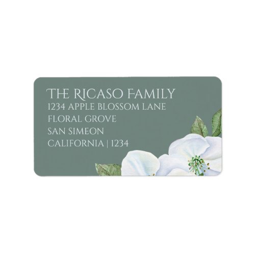 Apple Blossom Personalized Green And White Flower Label