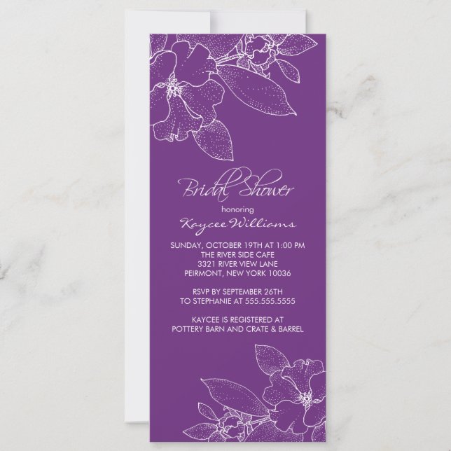 Apple Blossom Purple Bridal Shower Invitation (Front)