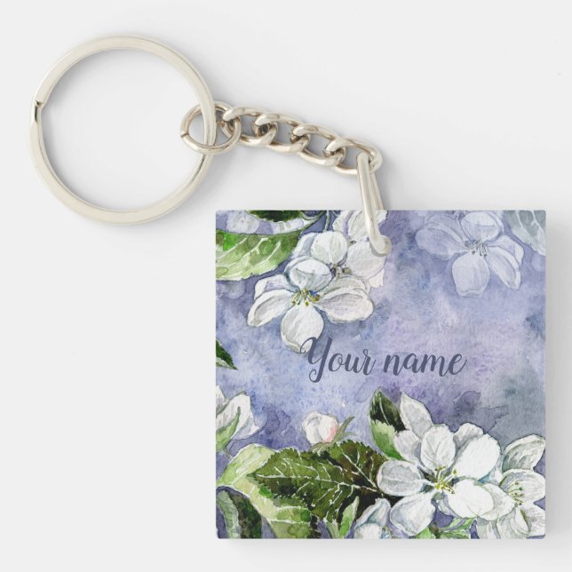 Apple blossom Rectangle (double-sided) Keychain (Front)
