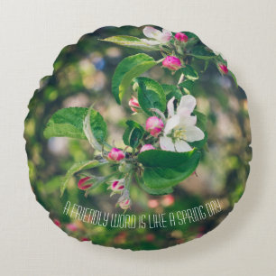 Apple blossom round pillow