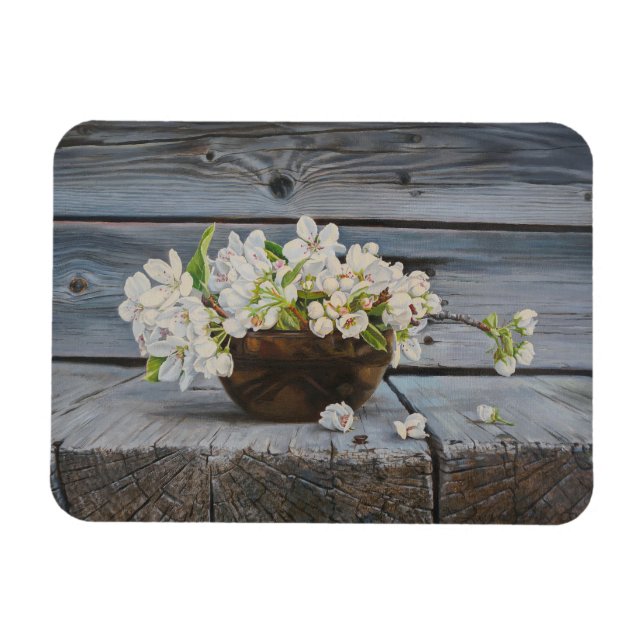 Apple Blossom Still Life – Original Fine Art Print Magnet (Horizontal)