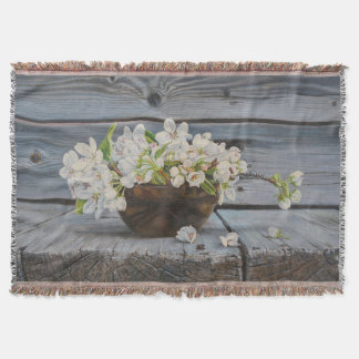 Apple Blossom Still Life – Original Fine Art Print Throw Blanket