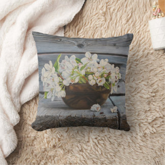 Apple Blossom Still Life – Original Fine Art Print Throw Pillow
