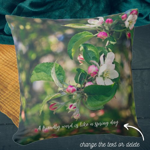 Apple blossom throw pillow