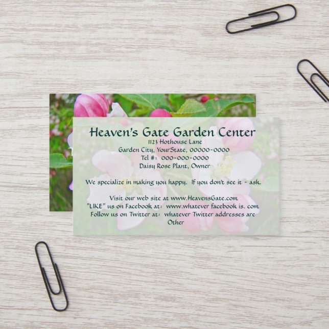Apple Blossom Time Business Cards (Front/Back In Situ)