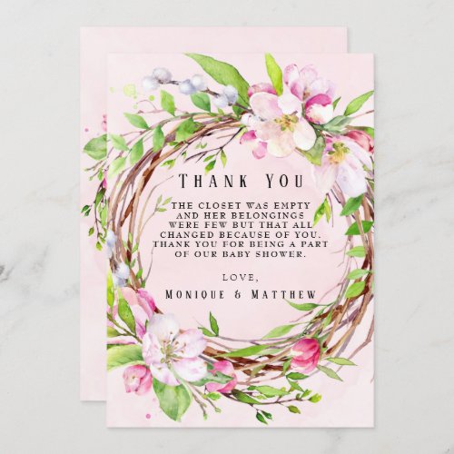 Apple Blossom Tree Baby Shower Thank You Card