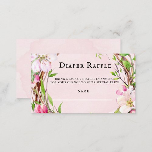 Apple Blossom Tree Wreath Diaper Raffle Business Card