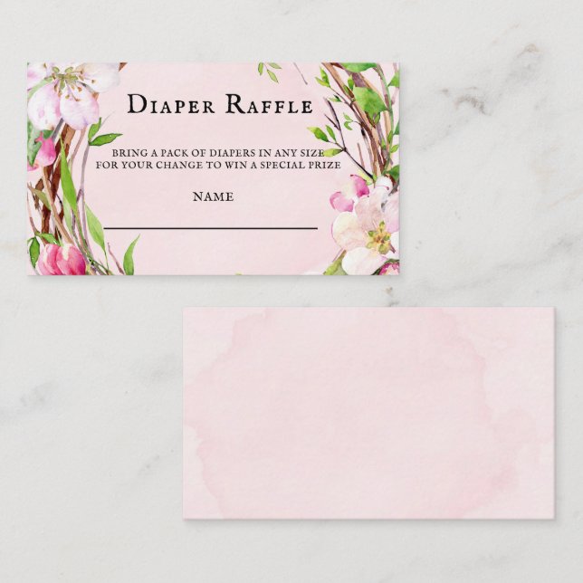 Apple Blossom Tree Wreath Diaper Raffle Business Card (Front/Back)