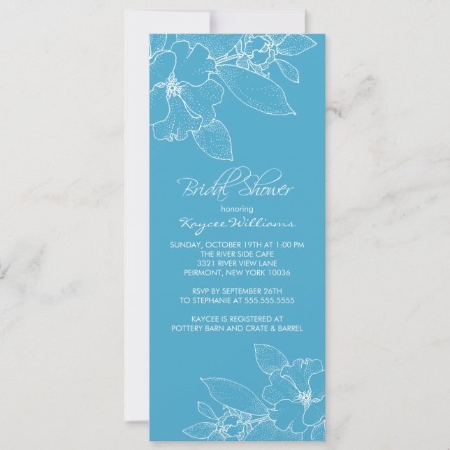 Apple Blossom Turquoise Bridal Shower Invitation (Front)
