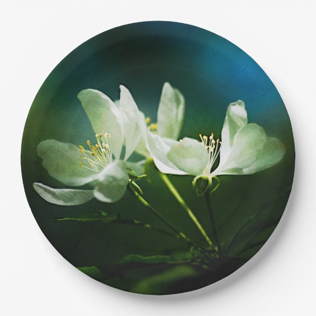 Apple Blossom - Two Flowers Paper Plates (Front)