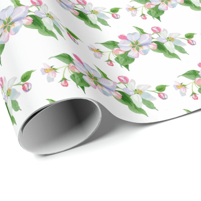 apple blossom watercolor bouquet wrapping paper (Roll Corner)