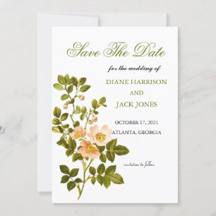 Apple Blossom Watercolor Stems Save The Date Invitation