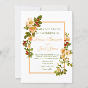 Apple Blossom Watercolor Stems Wedding Invitation