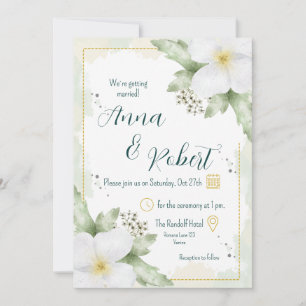 Apple Blossom Watercolour Florals Wedding Invitation