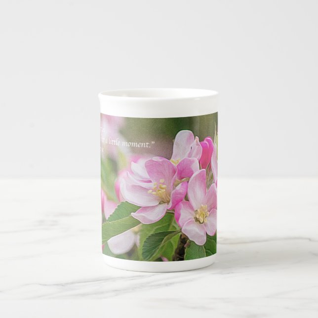 Apple Blossom with Shakespeare Quotation Bone China Mug (Front)