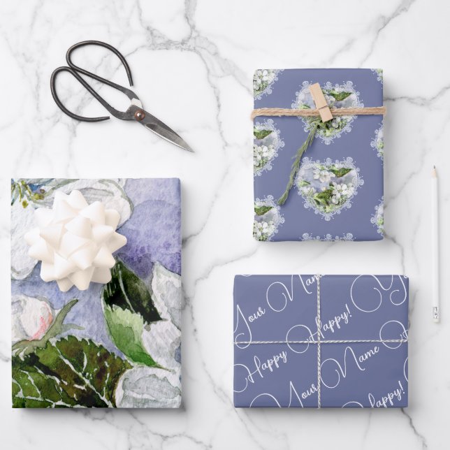 Apple blossom wrapping paper sheets (Front)