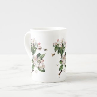 Apple Blossoms and Bees Bone China Mug