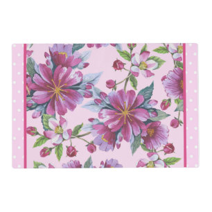 Apple Blossoms and Pink Polka Dots Placemat