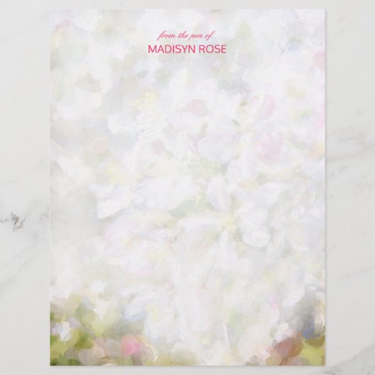 Apple Blossoms Botanical Painting Your Name Paper (Front)