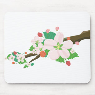 Apple Blossoms Flowers Nature Fruit Tree Spring Mouse Pad