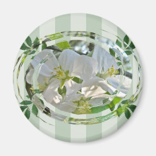 Apple Blossoms & Green Stripes Magnet
