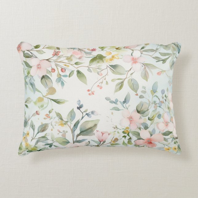 Apple blossoms inspired accent pillow (Front)