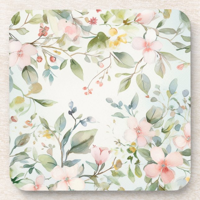 Apple blossoms inspired beverage coaster (Front)