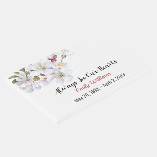 Apple Blossoms On White Memorial Guest Book