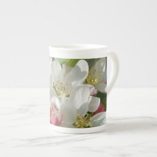 Apple Blossoms Pink & White Flowers Bone China Mug