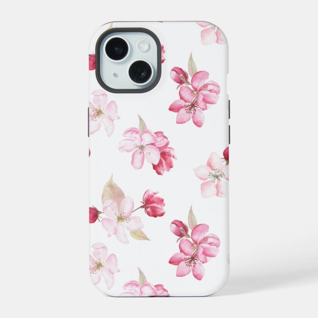 Apple Blossoms Seamless Pattern Floral Iphone Case (Back)