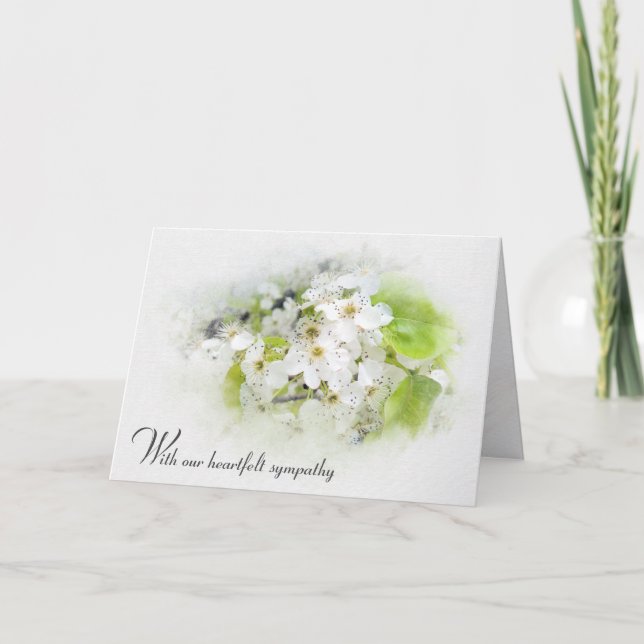 Apple Blossoms Sympathy  Letterpress Thank You Card (Front)