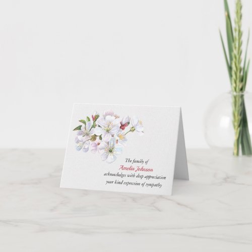 Apple Blossoms Sympathy Thank You Card