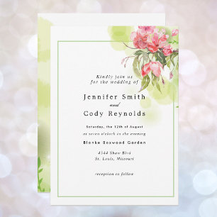 Apple Blossoms Watercolor Pinks Garden Wedding Invitation