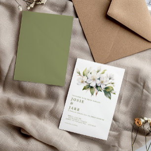 Apple blossoms white flowers illustration wedding invitation