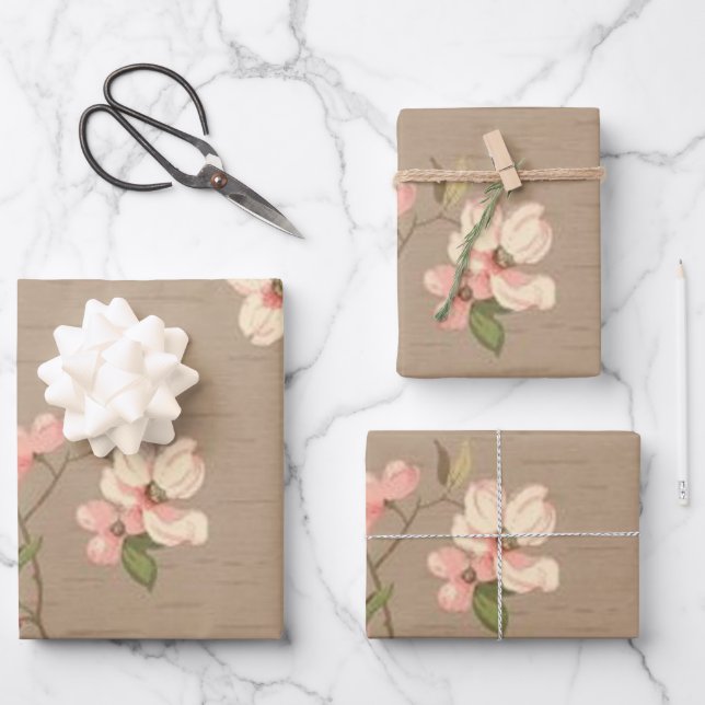 Apple Blossoms Wrapping Paper Sheets (Front)